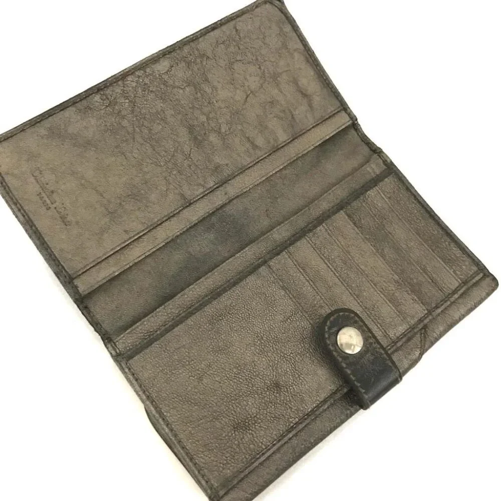 Christian Dior Belt Motif Leather Long Bifold Wallet Bronze/2BJ1472